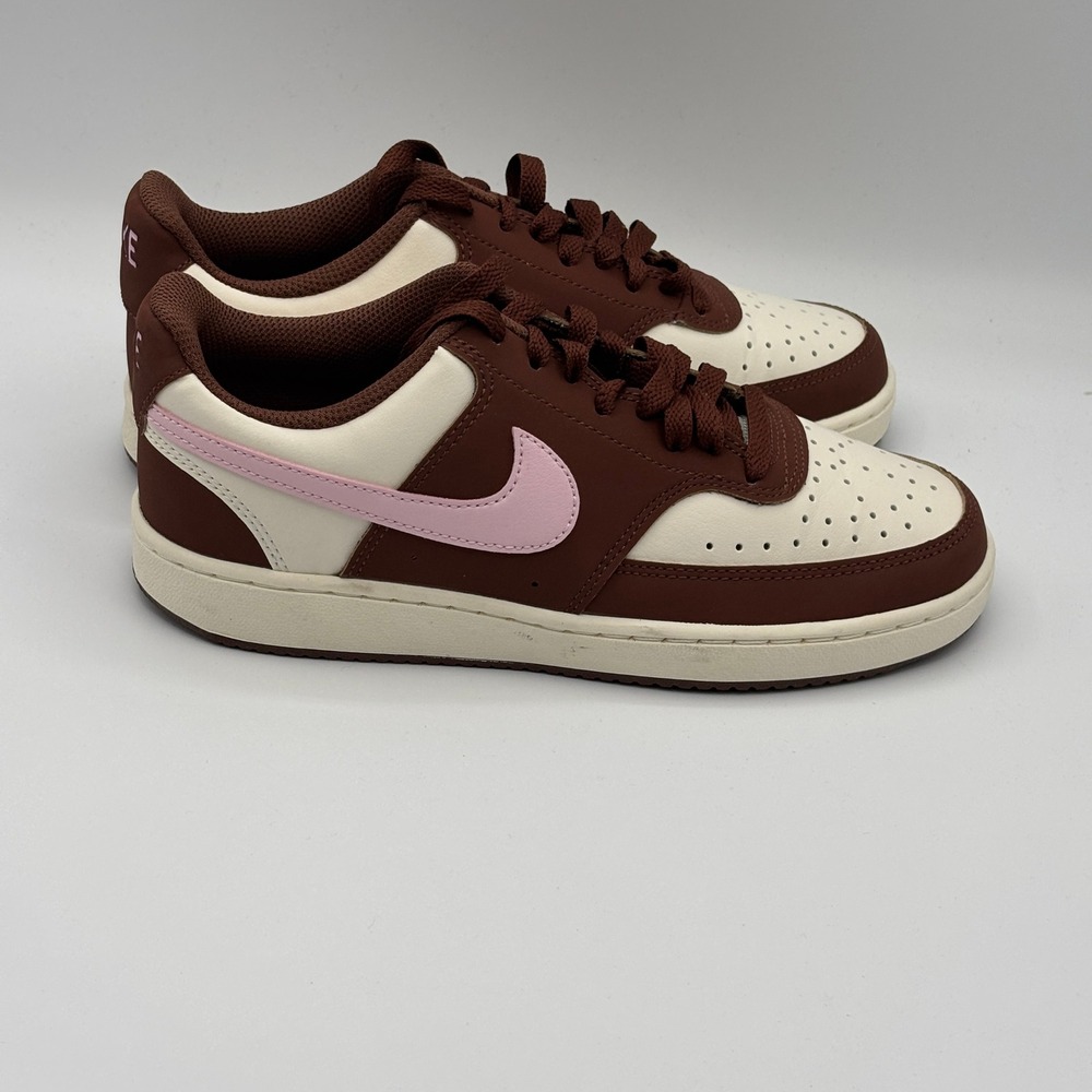 Nike Court Vision Low P NBK Shoes Womens Size 6 Brown Pink IM1652-004